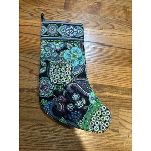Vera Bradley Christmas Stocking Blue  Rhapsody Paisley Jingle Bells Retired‎